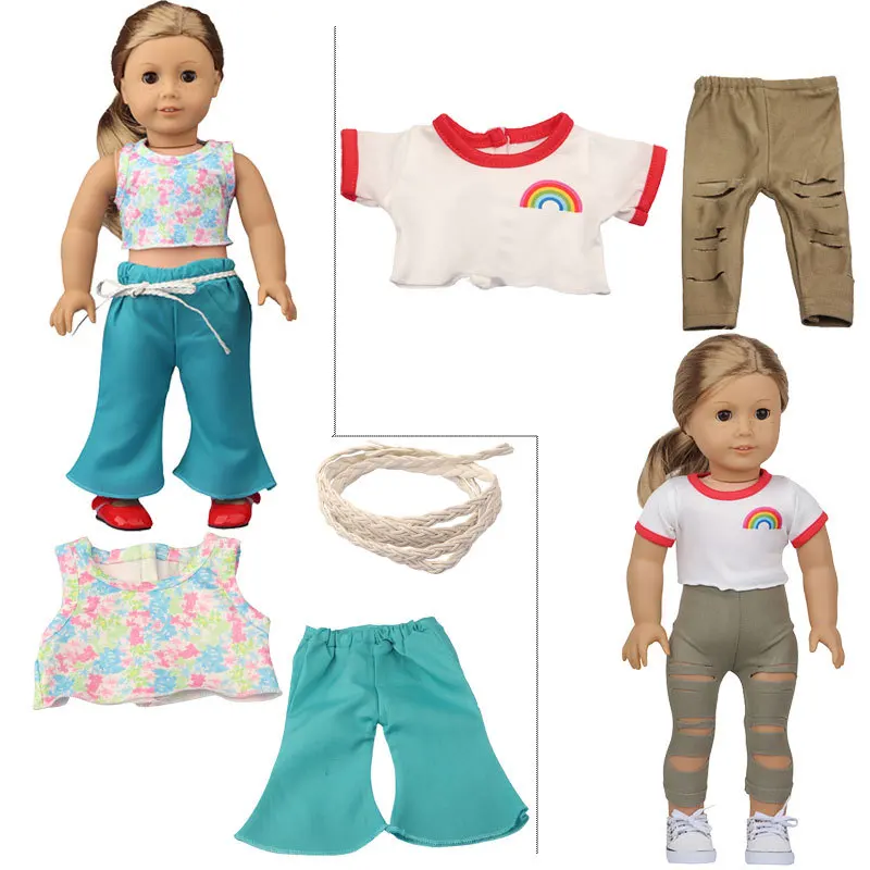 10 pzas/lote de moda Set de ropa para mu&ntilde;eca ropa de ni&ntilde;a americana ropa de la mu&ntilde;eca de 18 pulgadas para los ni&ntilde;os mejor regalo-5