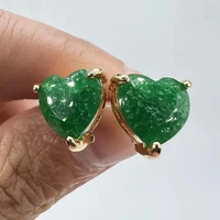 fashion inlaid emerald heart shaped womens earrings novel and exquisite green love shape earrings party work wear jewelry