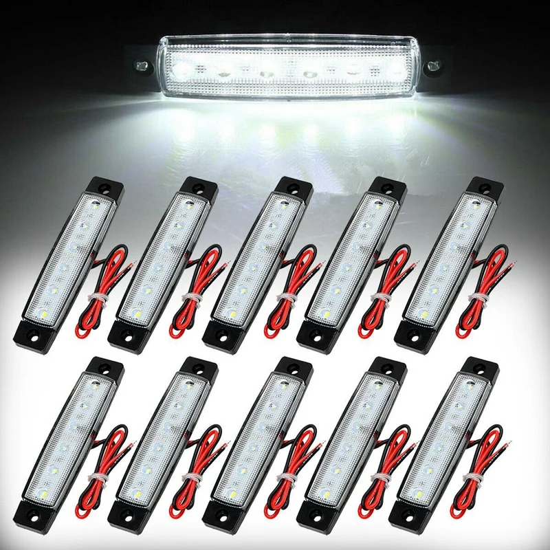 

10 х Белый 12 В светодиодный красный габаритный фонарь, габарисветильник фонарь, световая полоса, грузовик, прицеп, грузовик
