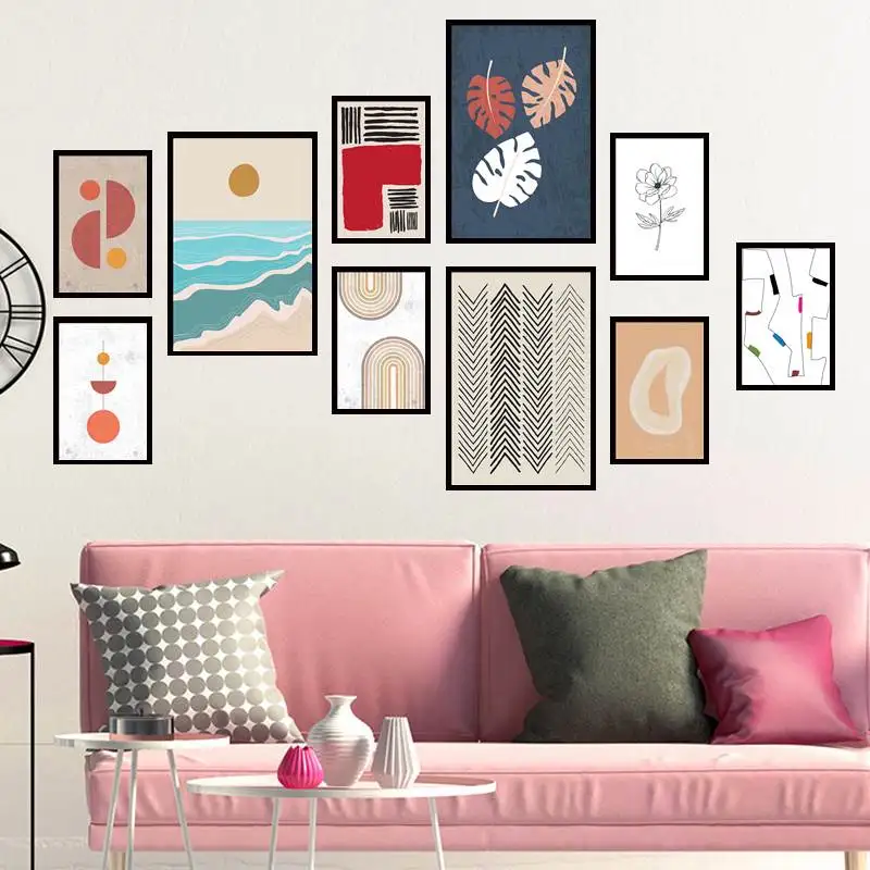 

Abstract Lines Abstract Shapes Rainbow Art Living Room Decor Scandinavian Art Modern Wall Canvas Art for Home Decor