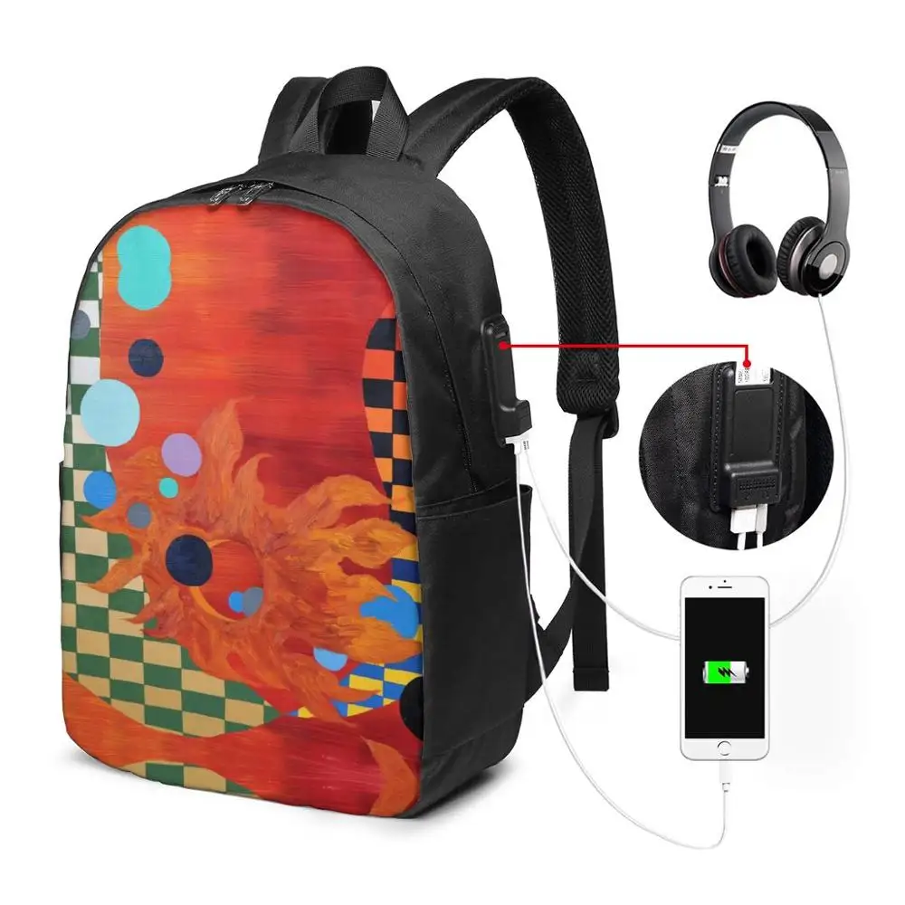 

Geometric Luminous Backpack Geometric Luminous Backpacks Multi Pocket Shopper Bag Men - Women Teen Bags