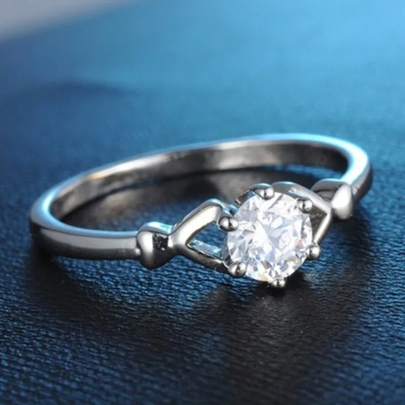 

925 Silver Diamond Ring Women's Simple Wedding Engagement Ring Fine Jewelry Party Gift