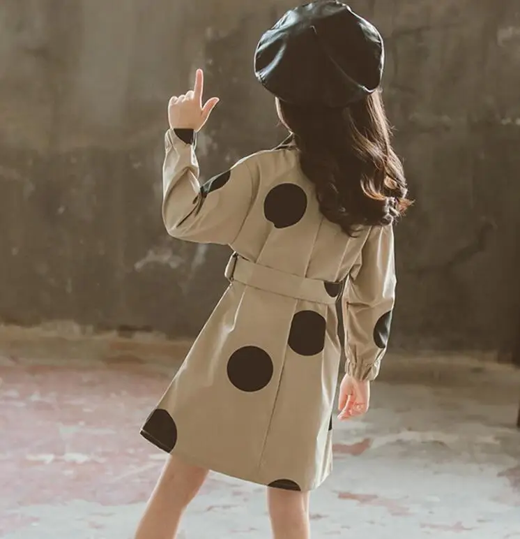 Платья в горошек для девочек осень 2019 модное повседневное детское платье с