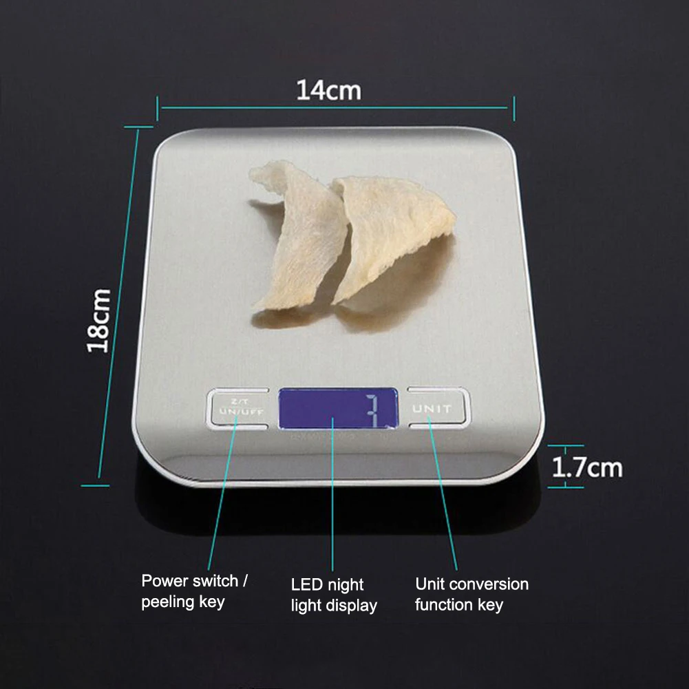 

Digital LCD 10kg Stainless Steel LED Electronic Scale Kitchen Scale Food Diet Postal Balance Measuring Weighing Tool