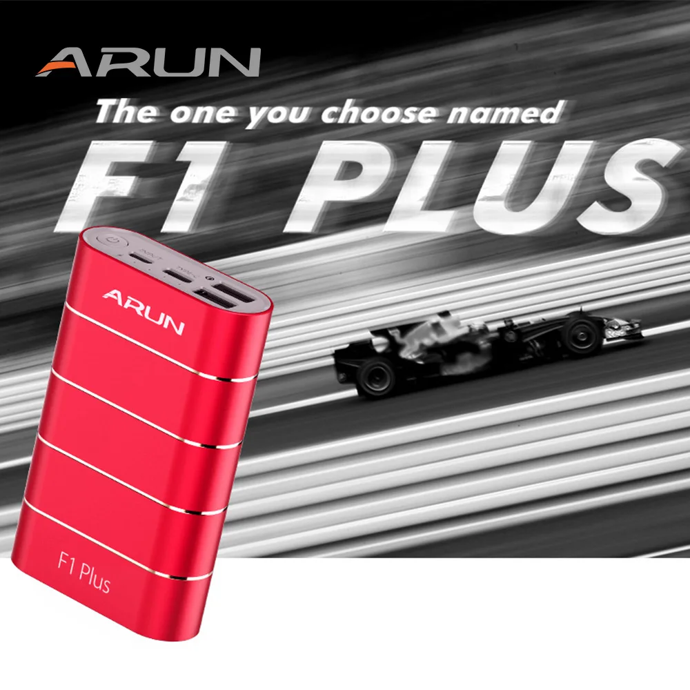 Внешний аккумулятор Arun 10000 мАч с двойным usb портом F1 Plus портативный для