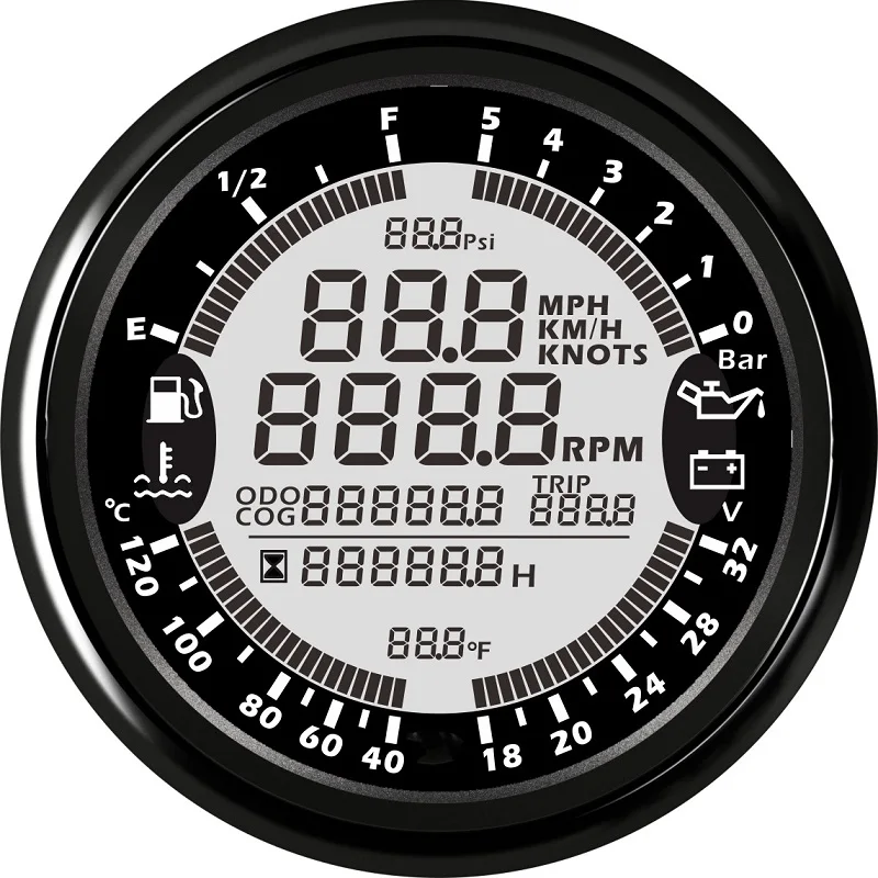 85 мм 6 в 1 Многофункциональный измеритель скорости автомобиля gps измеритель скорости Грузовик Лодка цифровой ЖК-дисплей датчик скорости узлов компас 0~ 5 бар 8 цветов - Цвет: 24V-BN