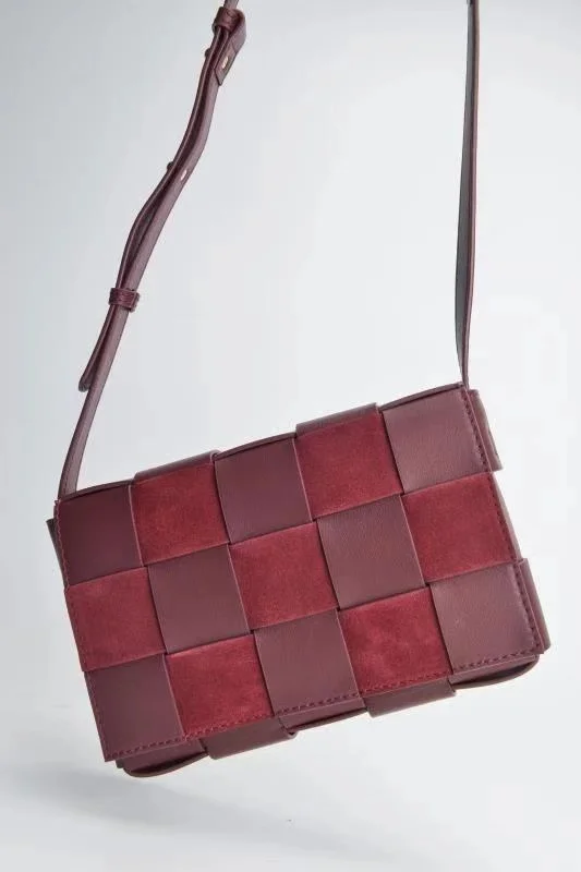 suede leather red Женские сумки из натуральной кожи, сумки через плечо для женщин, вязаные сумки-мессенджеры из натуральной кожи, кошельки известного бренда и сумки - Цвет: suede leather red