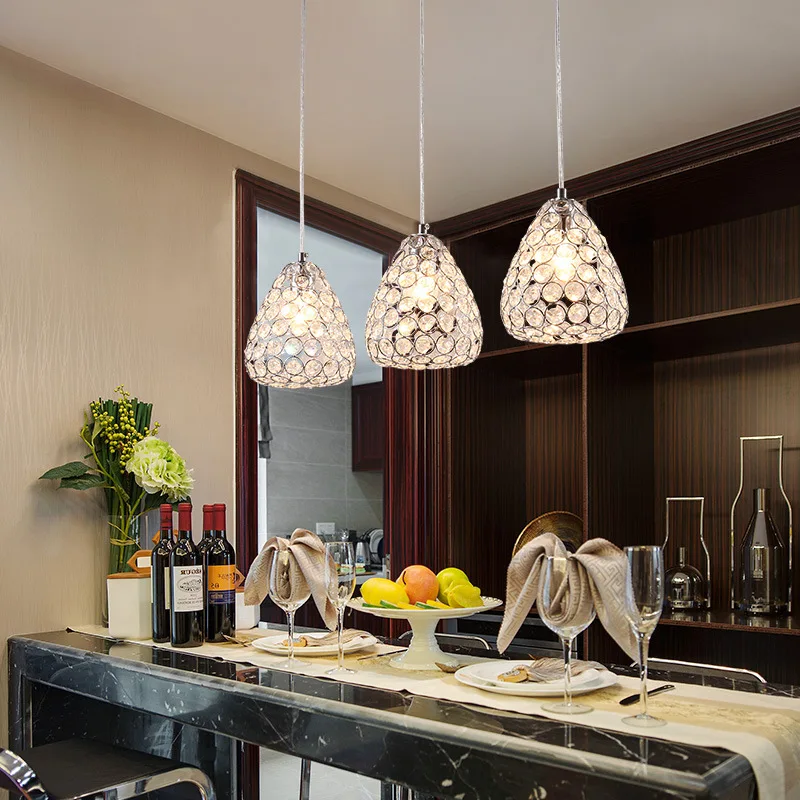 

QUKAU modern ceiling lamp 3 heads E27 pendant lighting dining room pendant lamp main bedroom lighting household crystal lamp lig