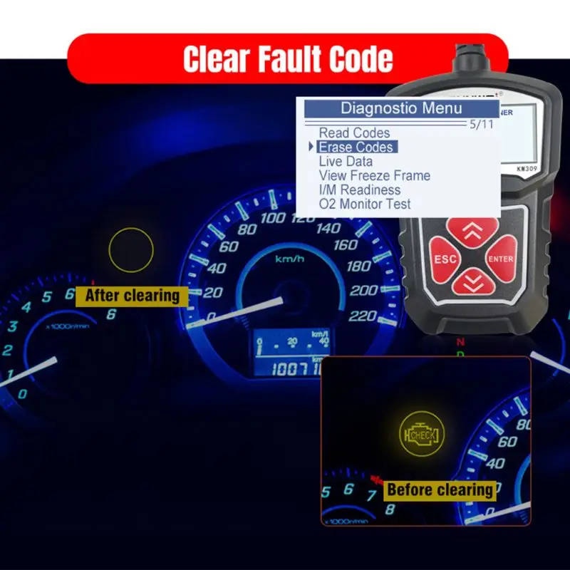 

2020 Newest Professional Car Code Reader Diagnostic Scan Tool KW309 OBD2 Scanner automotive Check Engine Light Tools Multi-Langu