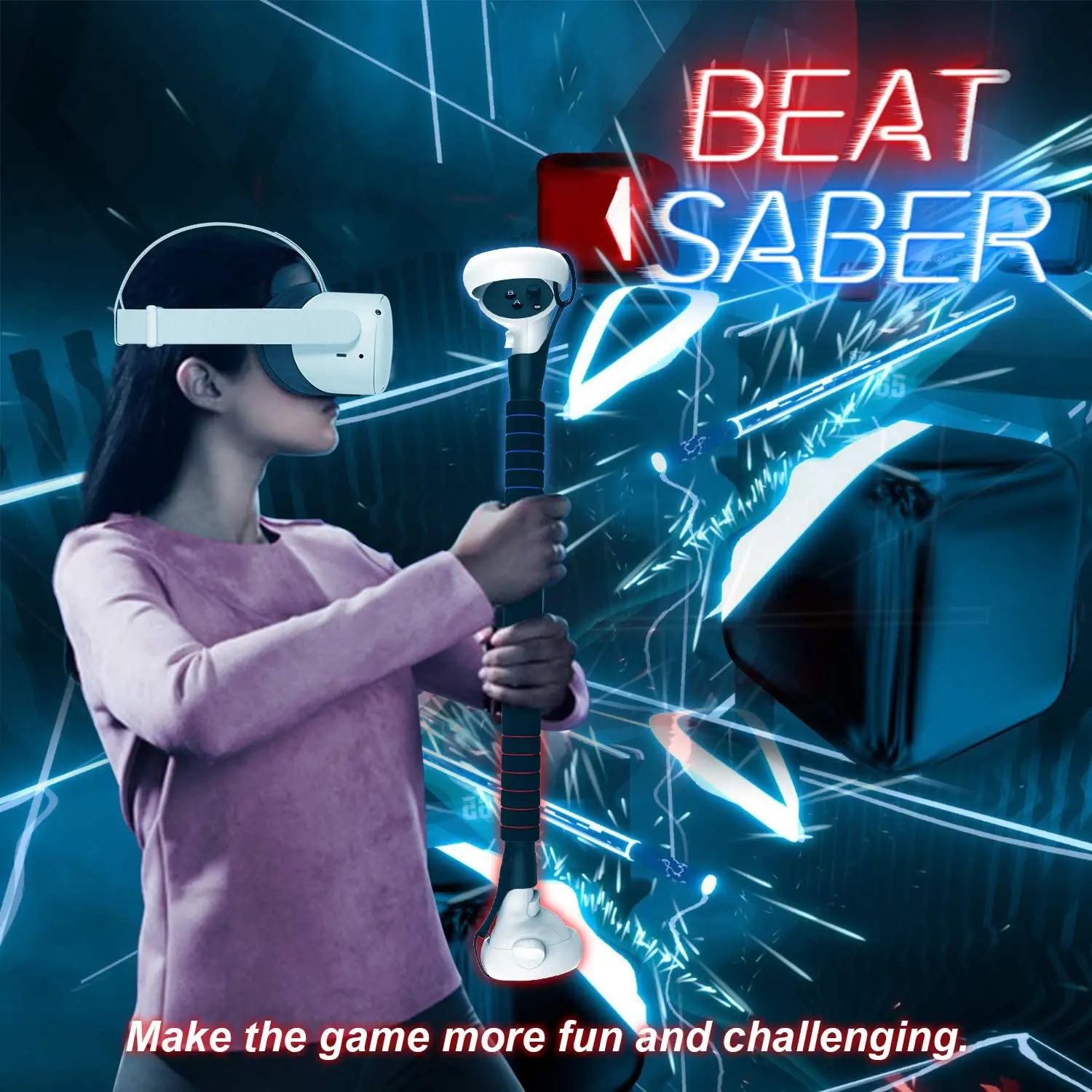 

Long Stick Handle Extension Grips Stand for Oculus Quest 2, Quest 1 or Rift S Playing Beat Saber Games