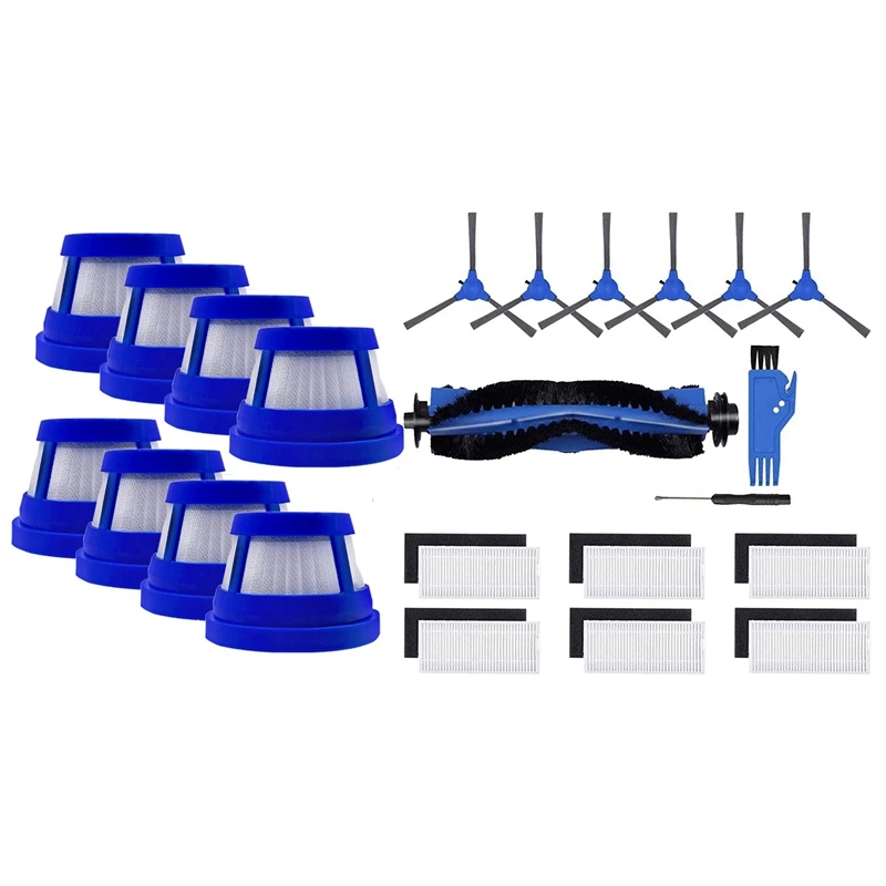 

2 Set Vacuum Cleaner Parts: 1 Set Vacuum Cleaner Filter & 1 Set Main Brush Side Brush Filter Main Brush Cleaning Kit