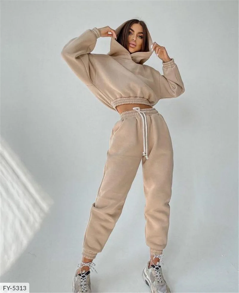 

Women's Sports Suit Jogging Fitness Outdoor Cycling 2021 Fall/Winter Women's New Fashion Hooded Long Sleeve Top