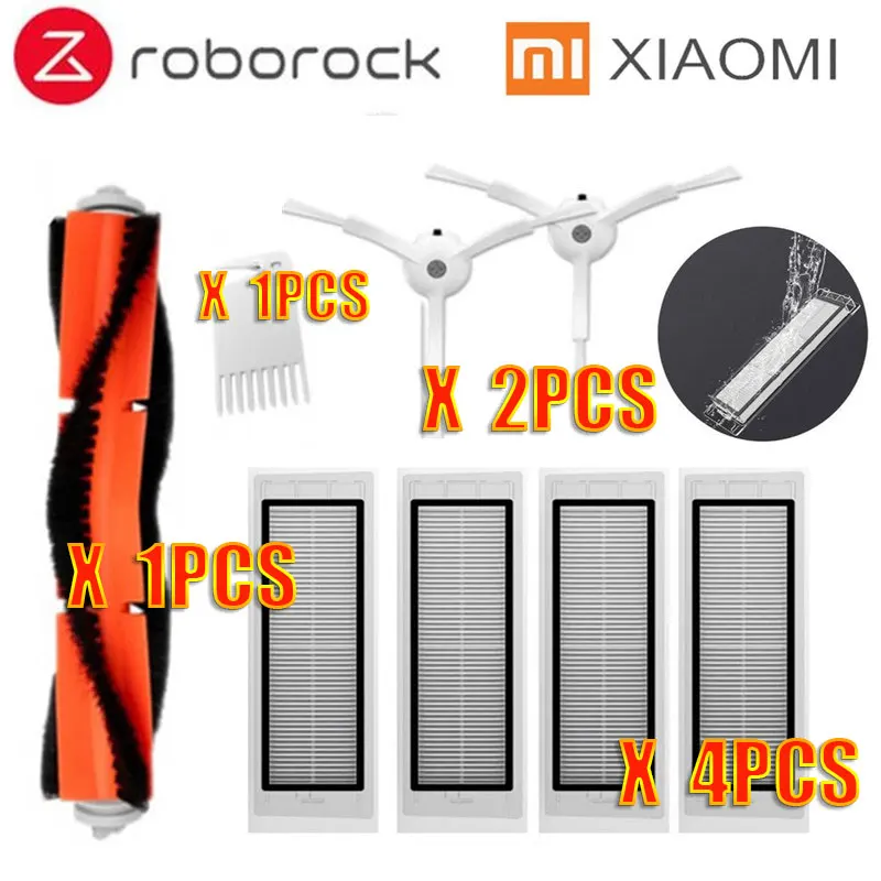 8pcs Аксессуары наборы для xiaomi Roborock S50 S51 E25 S5 E20 C10 Roborock робот вакуумные детали вставка из ткани для швабры фильтр боковая круглая щетка - Цвет: 8pcs