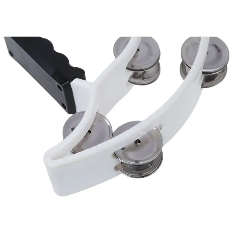 

Double Row Jingles Half Moon Musical Tambourine Percussion Drum White Party KTV
