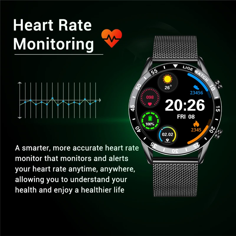 

LIGE New Stainless steel Digital Watch Men Sport Watches Electronic LED Male Wrist Watch For Men Clock Waterproof Bluetooth Hour