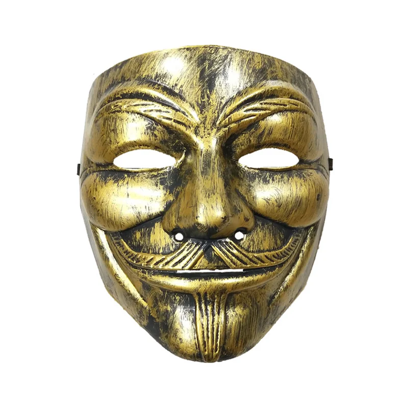 

10 Pcs Halloween Masquerade Horror Silver Mask V for Vendetta Mask Bronze Guy Fawkes Gold Mask Killer Cosplay Costume Accessory