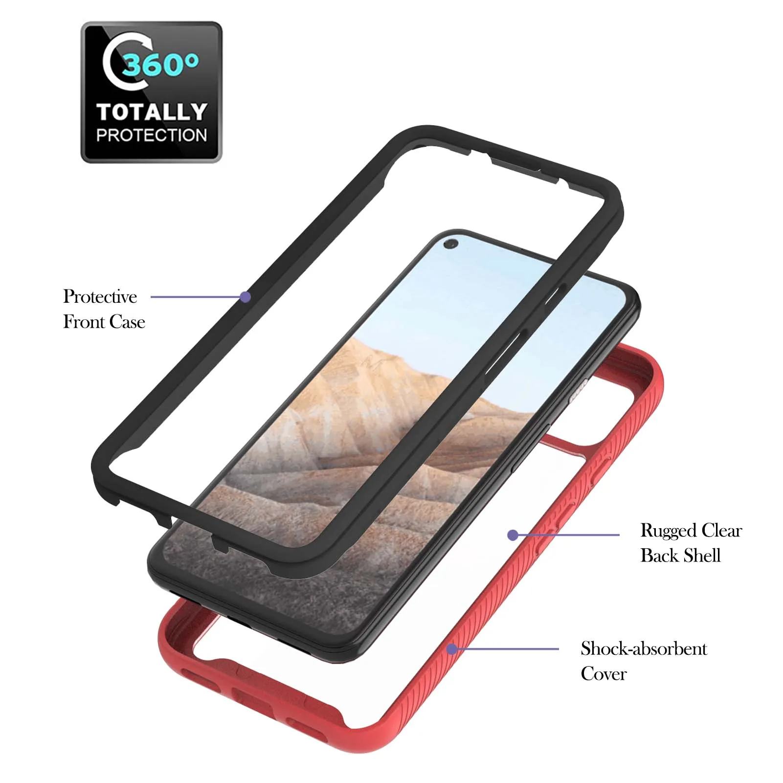 Чехол для Google Pixel 5A 5G противоударный грязеотталкивающий чехол из ТПУ и