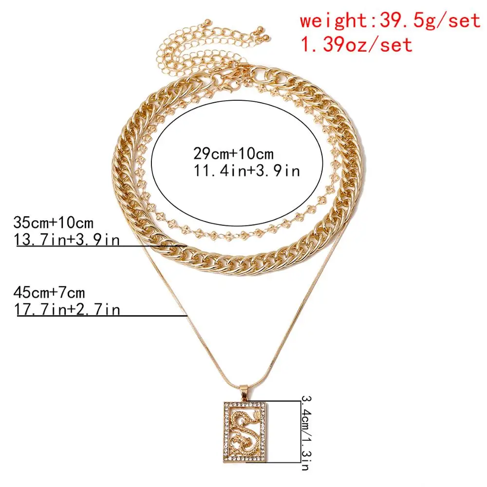 3 шт. мужские ожерелья чокер с драконом набор женских колье в стиле панк со льдом