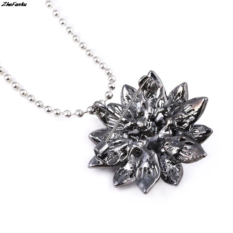 Новый черный Георгин ожерелье в винтажном стиле виде цветка булавки для женщин