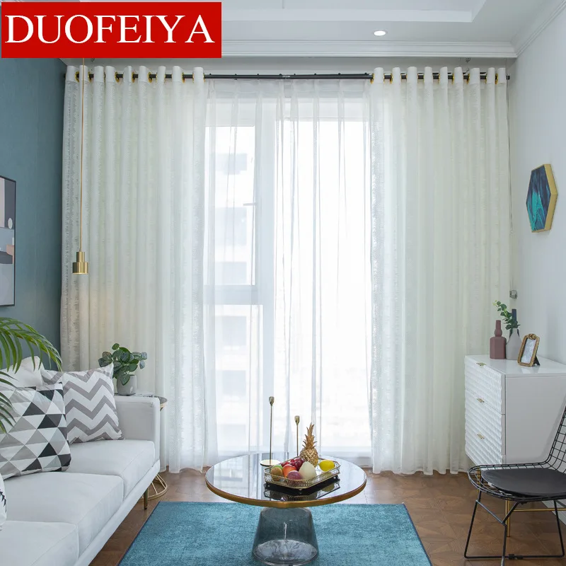 

Nordic Simple Mesh Tulle White Embroidered Window Screen for Living Room Transparent Window White Tulle Bedroom Balcony Tulle