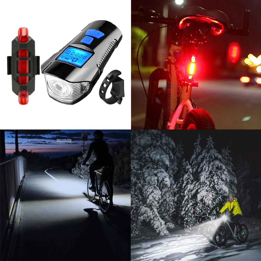 

Blue Bicycle Headlight LED Rechargeable Bike Rear Light