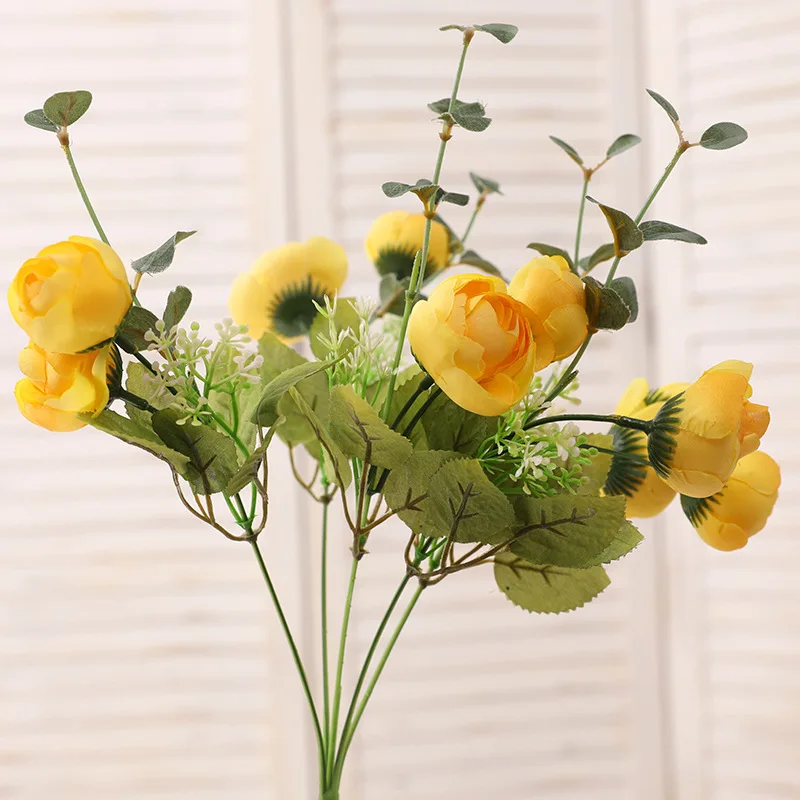 Искусственный Весенний букет из камелий с 10 головками шелковые цветы для