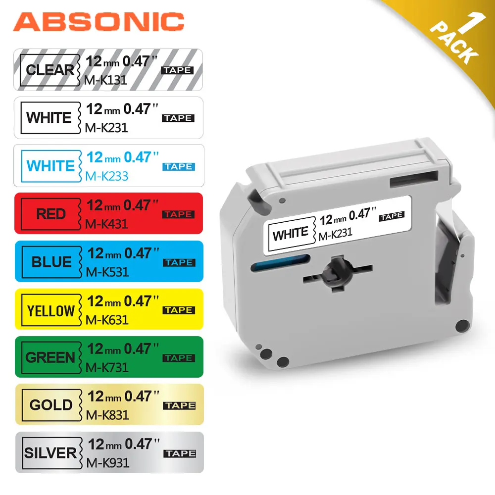 Absonic М лента M K231 MK231 K 231 MK221 K221 черный на белом Совместимость для Brother K131 MK 221 Ptouch