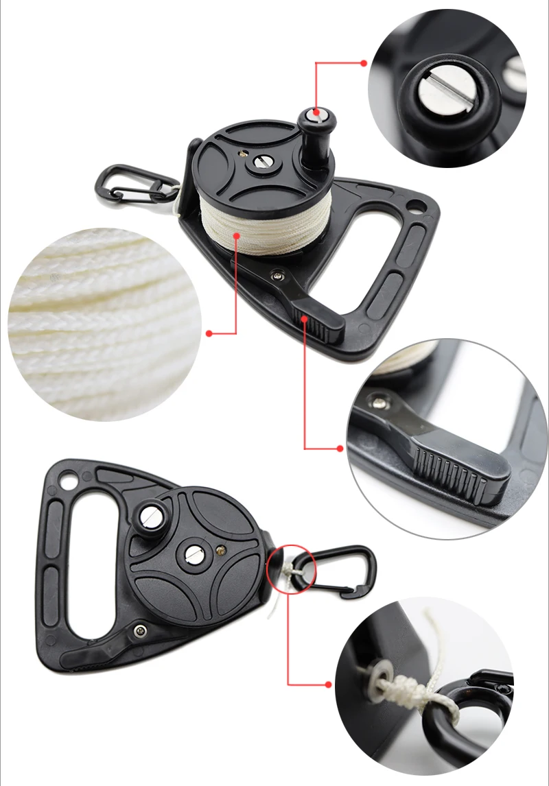 Черный 150 ft линия SMB погружения крушение пещера катушка для дайвинга Diver Подводное