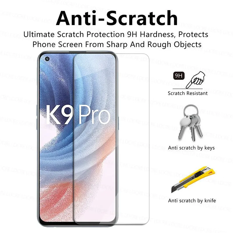Protector de pantalla de vidrio transparente para OPPO K9 Pro, vidrio templado 9H para OPPO K9 Pro A95 A94 A74 A54 A15 A15s-3