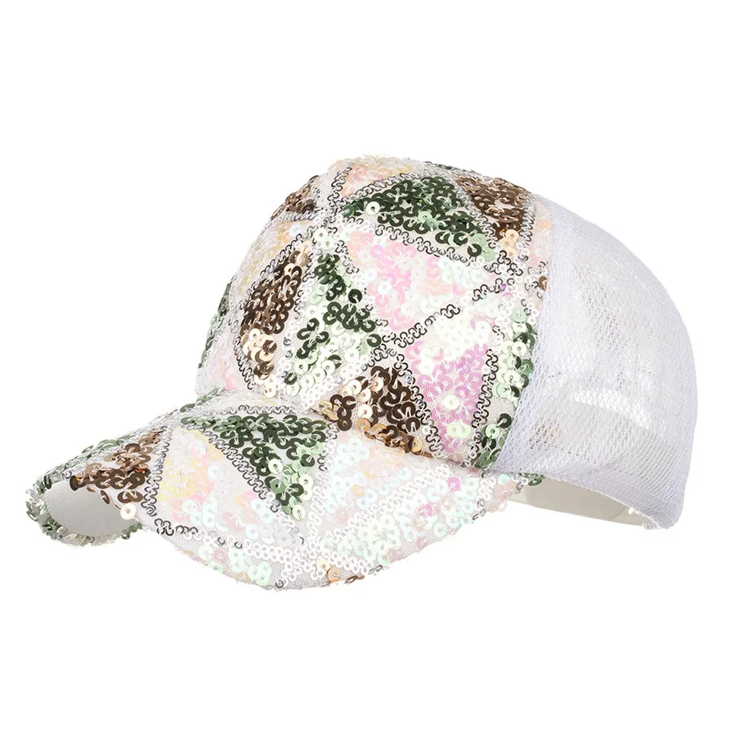 Бейсболка унисекс для мужчин и женщин регулируемая пляжная кепка с блестками в