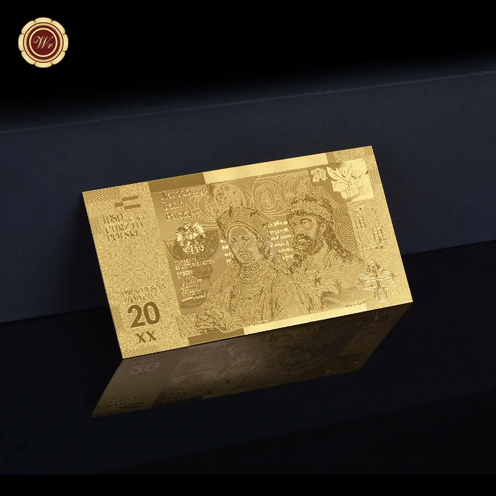 Оптовые продажи 20 50 PLZ золотые полированные банкноты с КоА рамкой поддельные евро