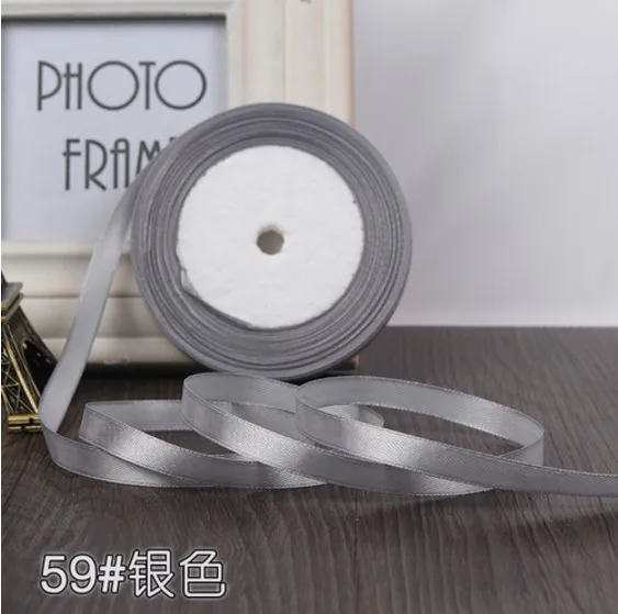 No 59 silver 6 мм 1 см 1,5 см 2 см 2,5 см 4 5 см атласными лентами DIY искусственный шелк розы Ремесла поставок швейной фурнитуры Скрапбукинг Материал - Цвет: No 59 silver