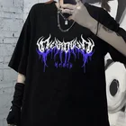 Женские футболки Goth Y2K, топы в стиле Харадзюку, свободные футболки в стиле панк с буквенным принтом и коротким рукавом, милая Прямая поставка, Женская хлопковая черная одежда