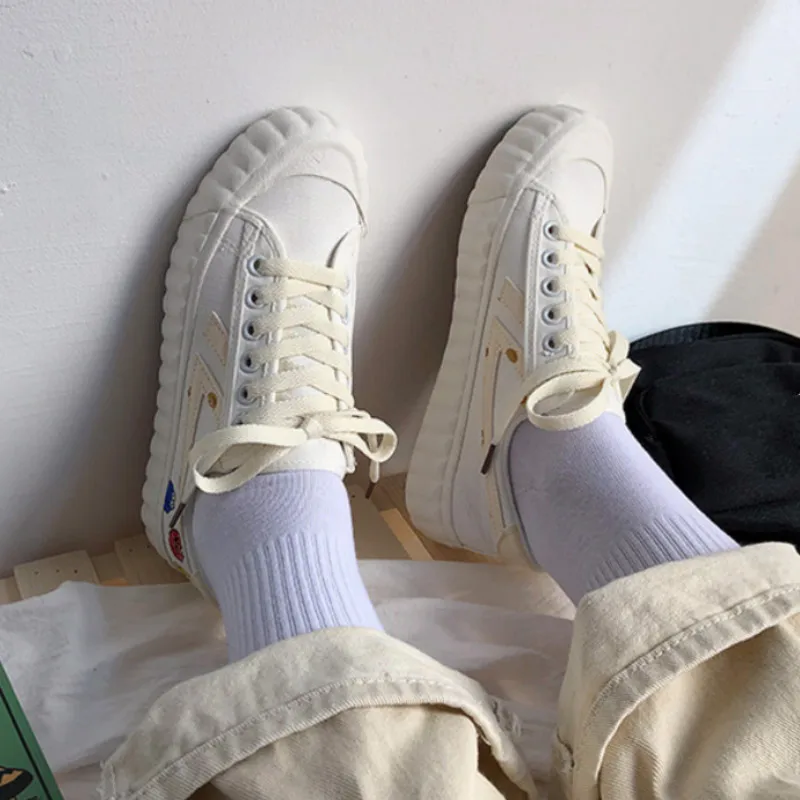 Кроссовки женские на плоской подошве Вулканизированная подошва холщовые