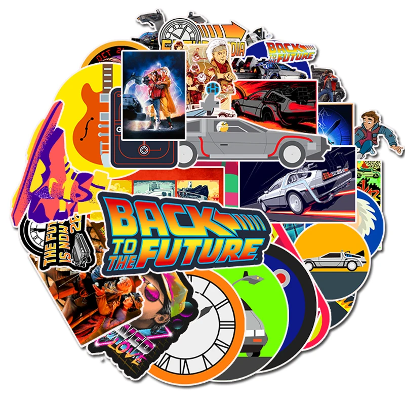 

10/25/50PCS Movie Back To The Future Stickers Pack for for Laptop Fridge Phone Skateboard Travel Suitcase Waterproof Sticker