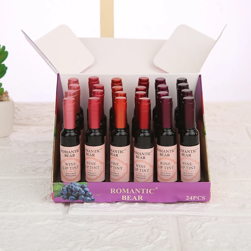 

Romantic Bear Liquid Lipsticks Wine Bottle Lip Tint waterproof 6 colors 240pcs=10boxes DHL Lip Gloss cosmetics