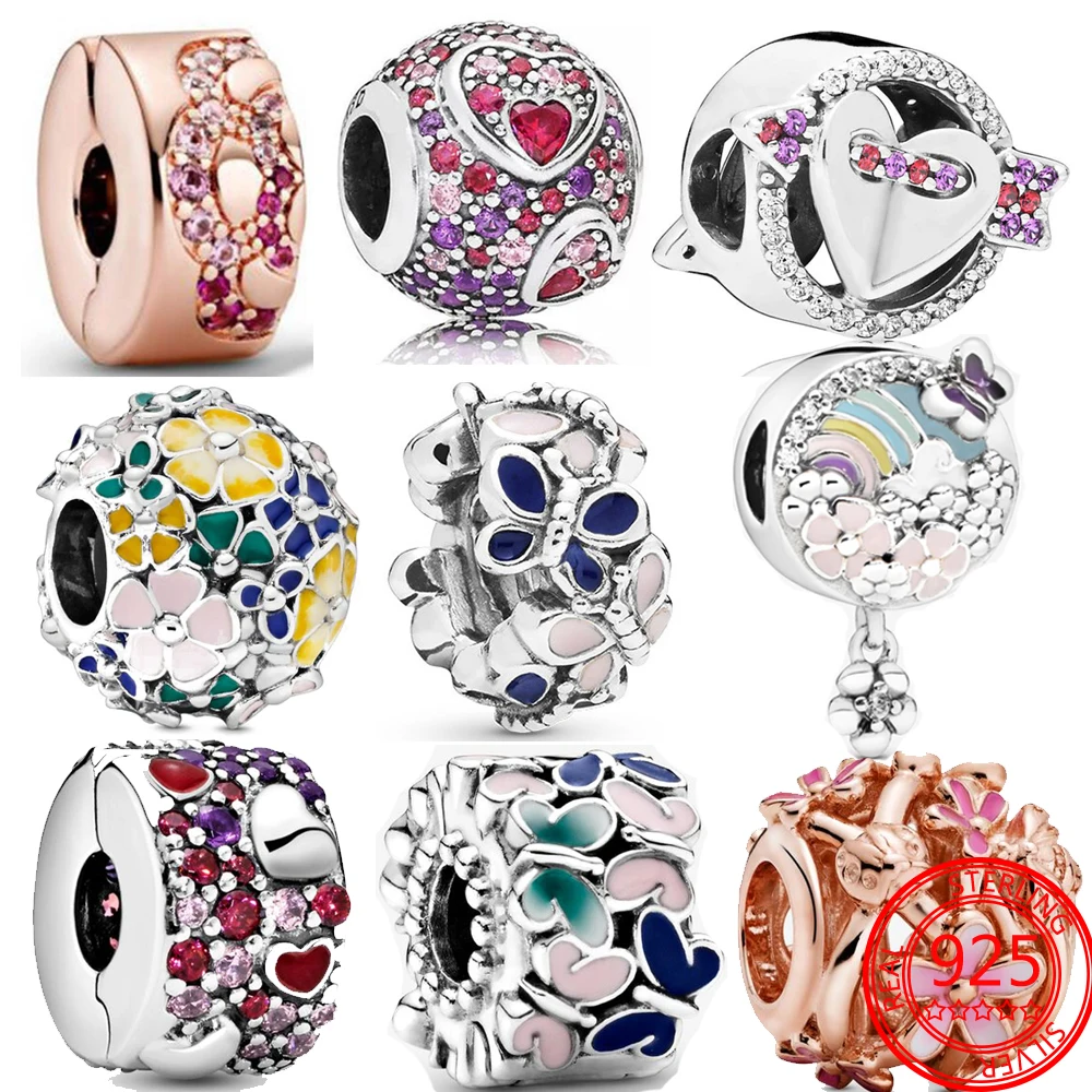 

100% реальные красочные четкие CZ розовые бусины с цветами подходят для оригинального брендового браслета серебряные ювелирные изделия подар...