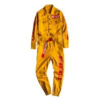 sokotoo mens letters printed long sleeve yellow joggers jumpsuits y2k youth overalls coveralls