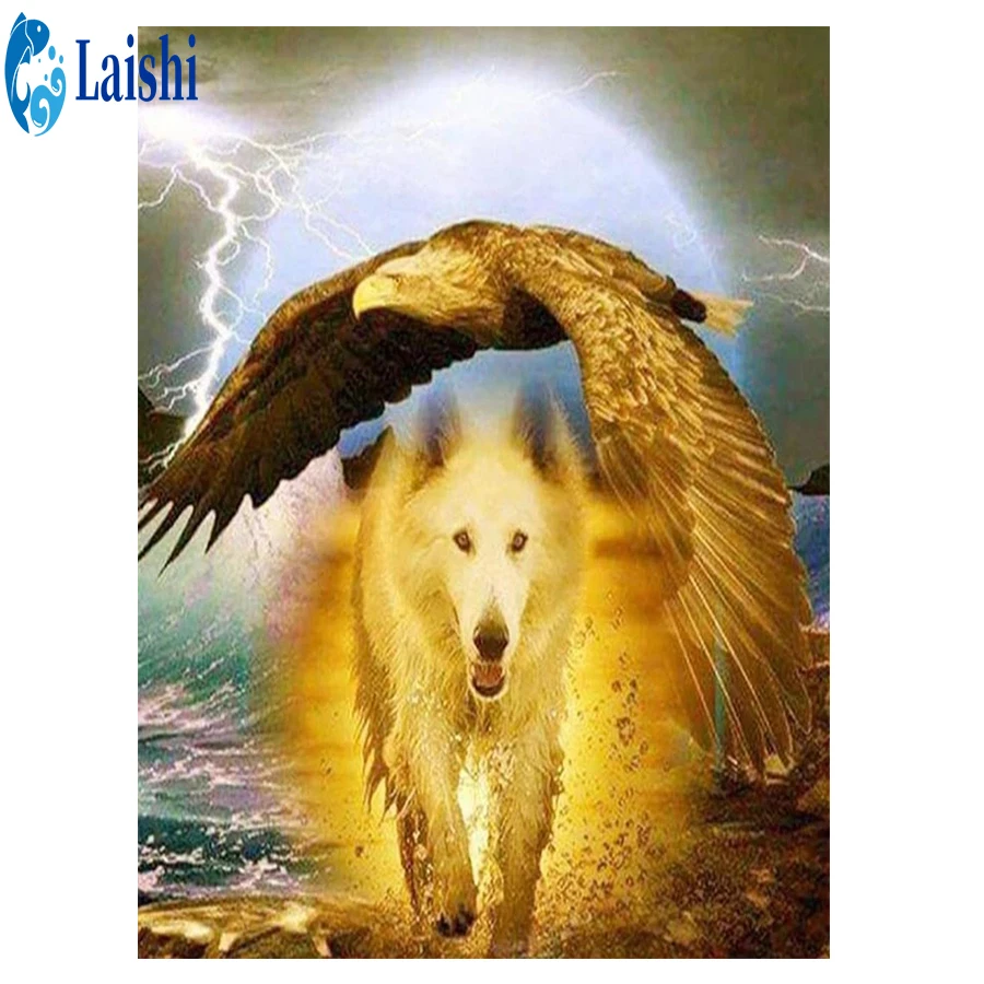 

New 5D Crystal Diamond Painting Abstract eagle and wolf DIY Round Diamond Embroidery Home Decoration Christmas Gift Pictures