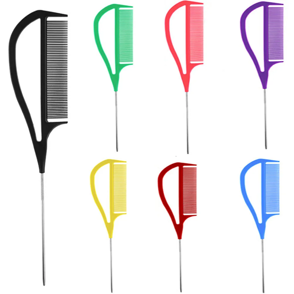

Hairdressers Fine-tooth Metal Pin Tail Comb Rat Tail Comb Stylist Braiding Combs Anti-static Salon Styling Tool