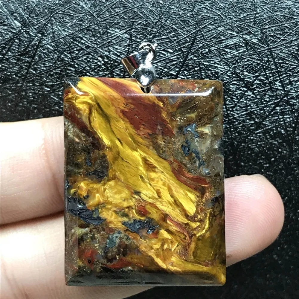 Подлинная натуральная желтая подвеска Pietersite для мужчин и женщин, Namibia 32x25x8 мм, прямоугольные бусины, модные ювелирные изделия, ожерелье, подвеска AAAAA