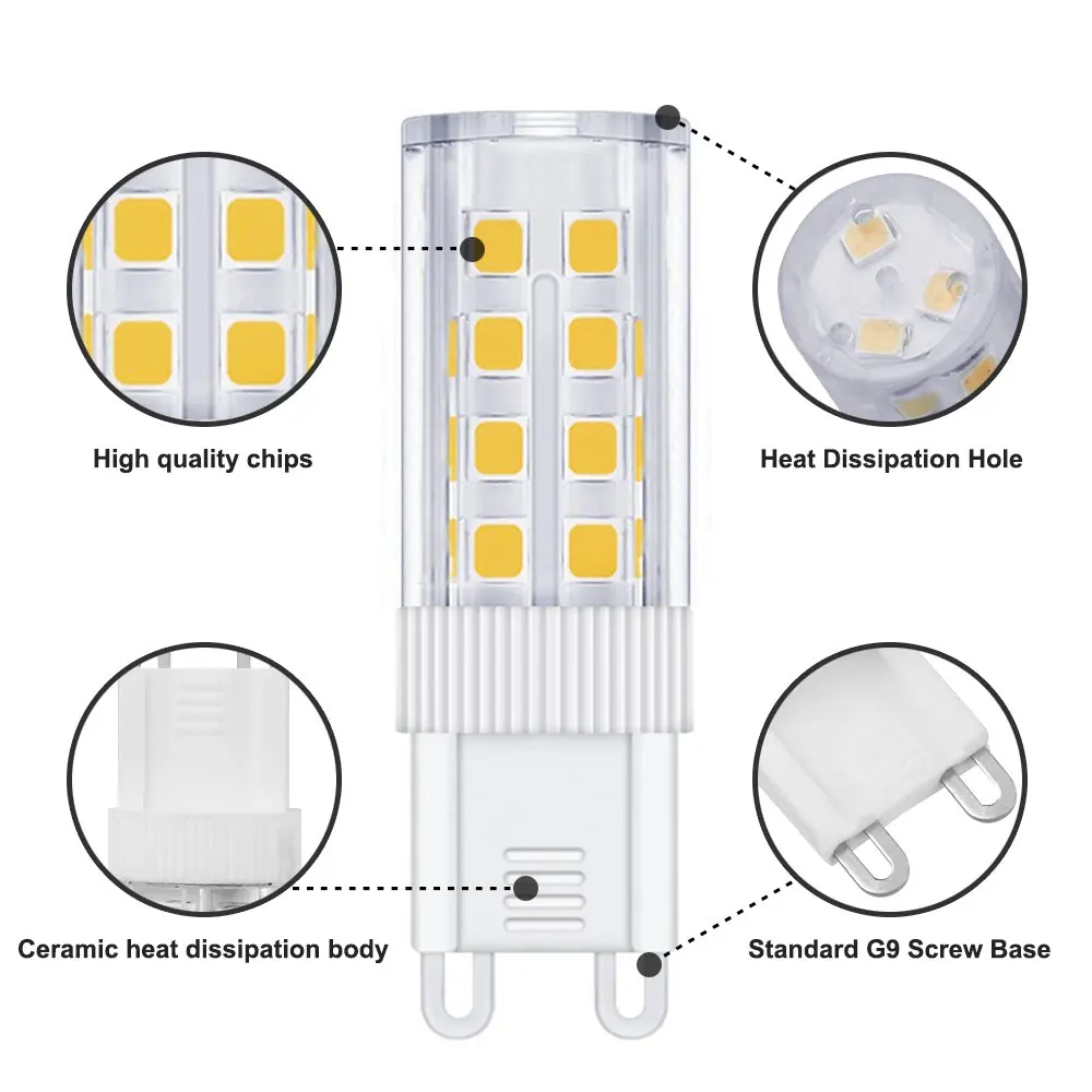 G9 LED Light Bulb Warm White 3W Lamp Replaces 35W Halogen AC220 240V 360 Beam Angle No Flickering Home Office Lightbulb 6Pack | Освещение