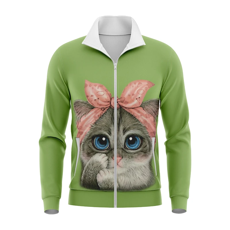 

The latest 3D zipper jacket Fashionable digital printing Vivid and cute animal theme map Spring and autumn seasons dress