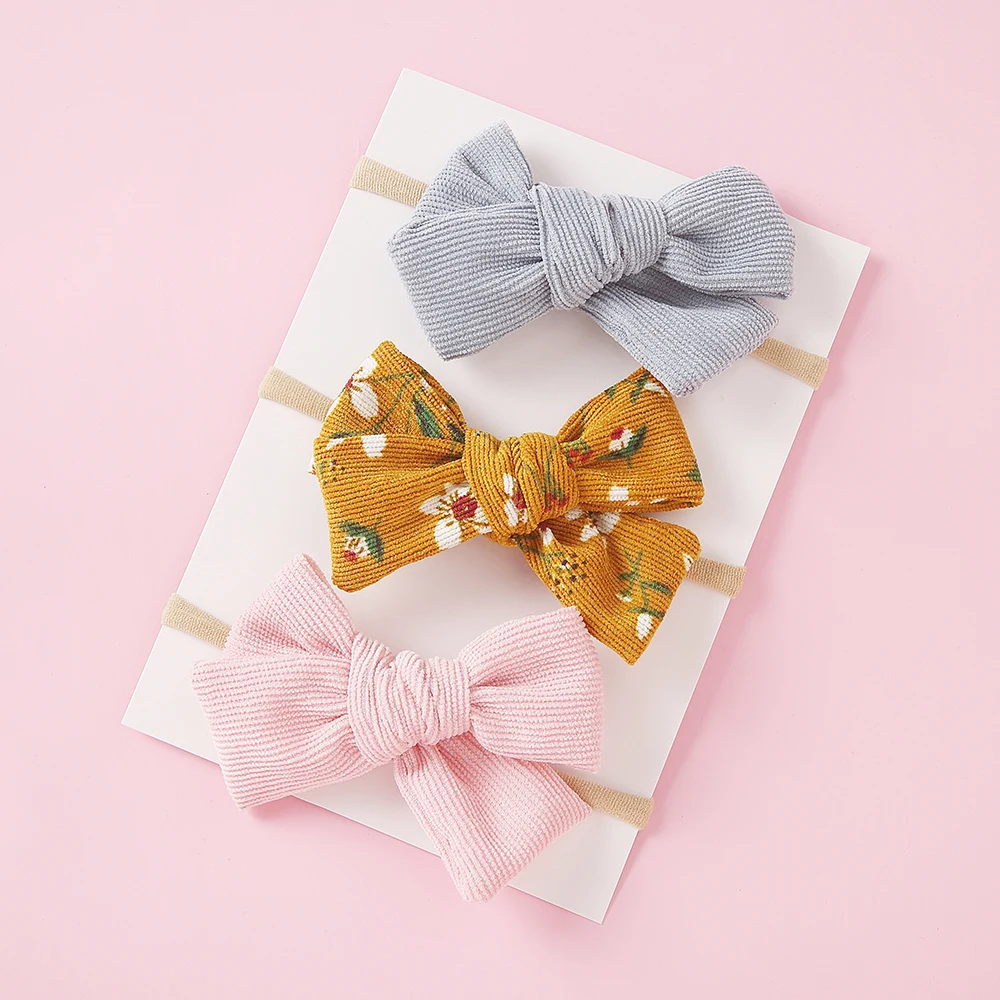 Повязка на голову детская нейлоновая 3 шт./компл. эластичная бант для маленьких