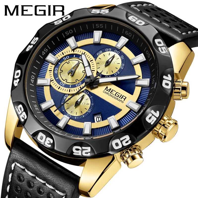 

MEGIR 2021 New Men's Luxury Watch Multifunctional Fashion Sports Business Simple Luminous Waterproof Relogio Masculino 2096