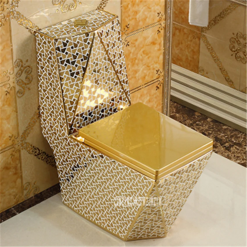 

European-style Household Ceramic Toilet Floor Mounted Toilet One-piece Luxury Toilet Creative Adult Bathroom Seat Toilet 05415
