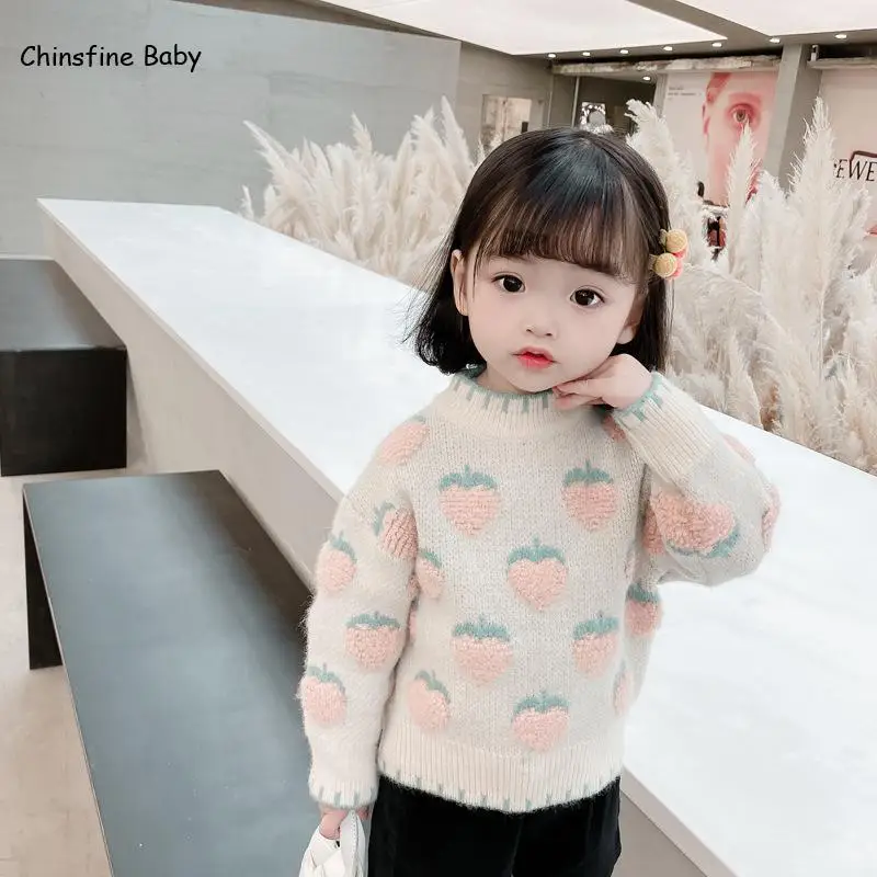 

Girls Fruit Sweater Autumn 2020 New Style Versatile Baby Top Children's Wear Trend