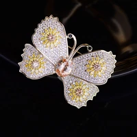 fashion luxury sparkling cubic zirconia insect pins classic design elegant butterfly brooch for women coat clothing accessories