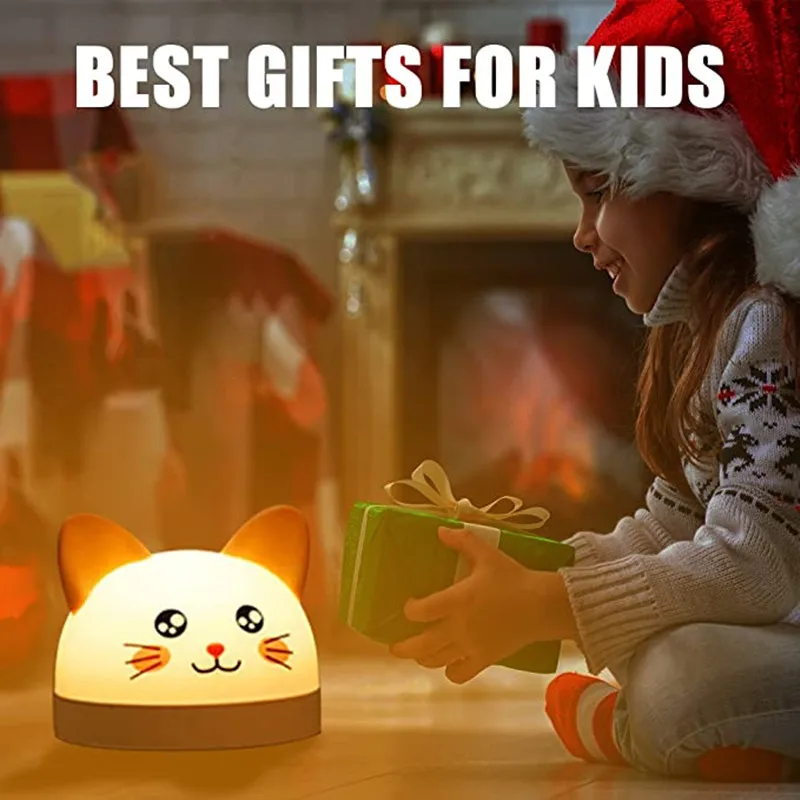 

Kids Alarm Clock Naughty Cat Usb Rechargeable Children Alarm Clocks with Night Light Color Changing Soft Lights Wake Up for Gif
