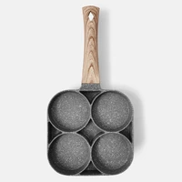 4 hole fried egg burger pan non stick ham pancake maker wooden handle suitable for gas stove and induction cooker kitchen tools